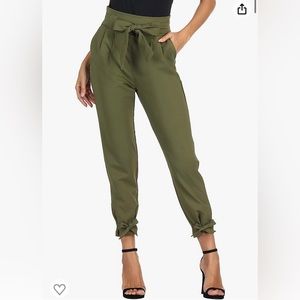 Womens Casual High Waist Pencil Pants with Bow-Knot Pockets